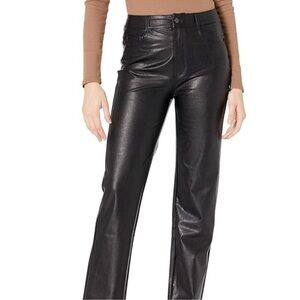 Paige Black Faux Leather Pants‎